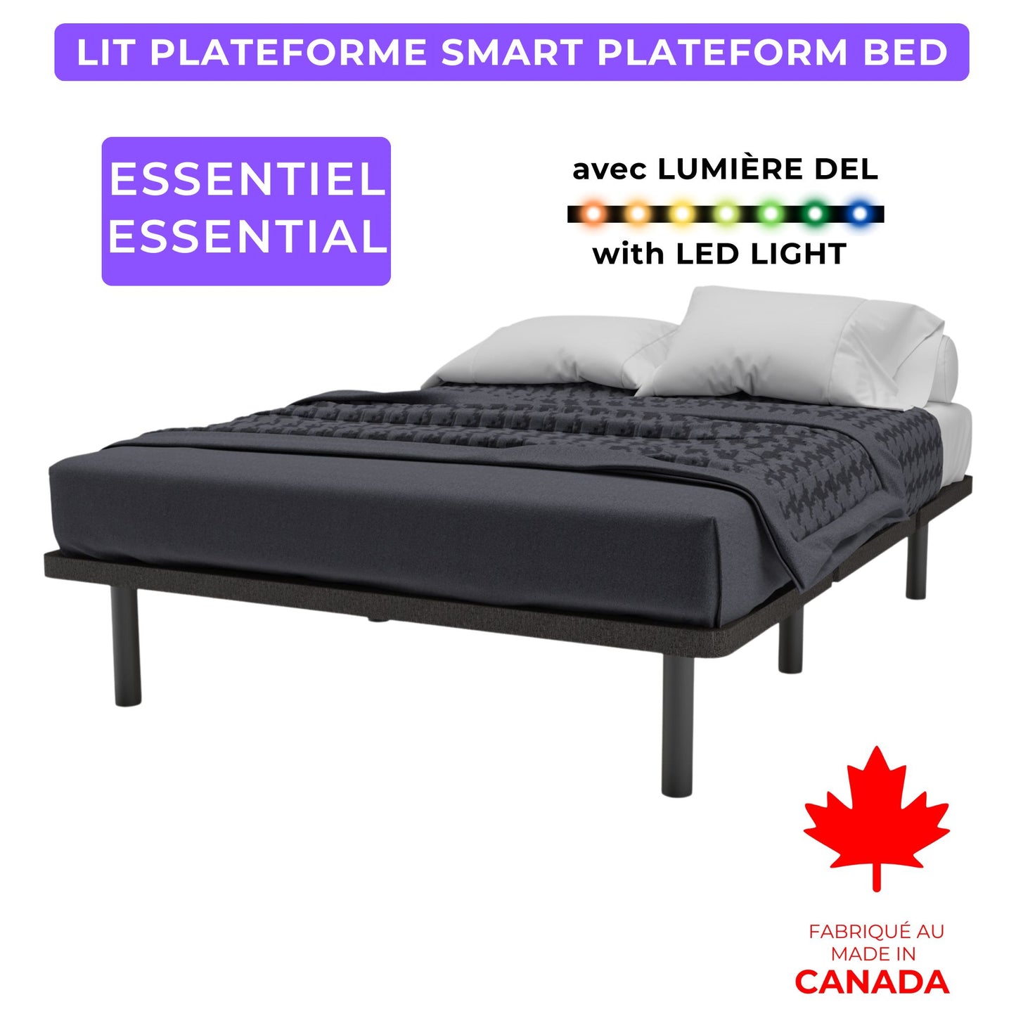 Ensemble Essentiel: Base de Lit + Matelas ÉCONOMISEZ 500$