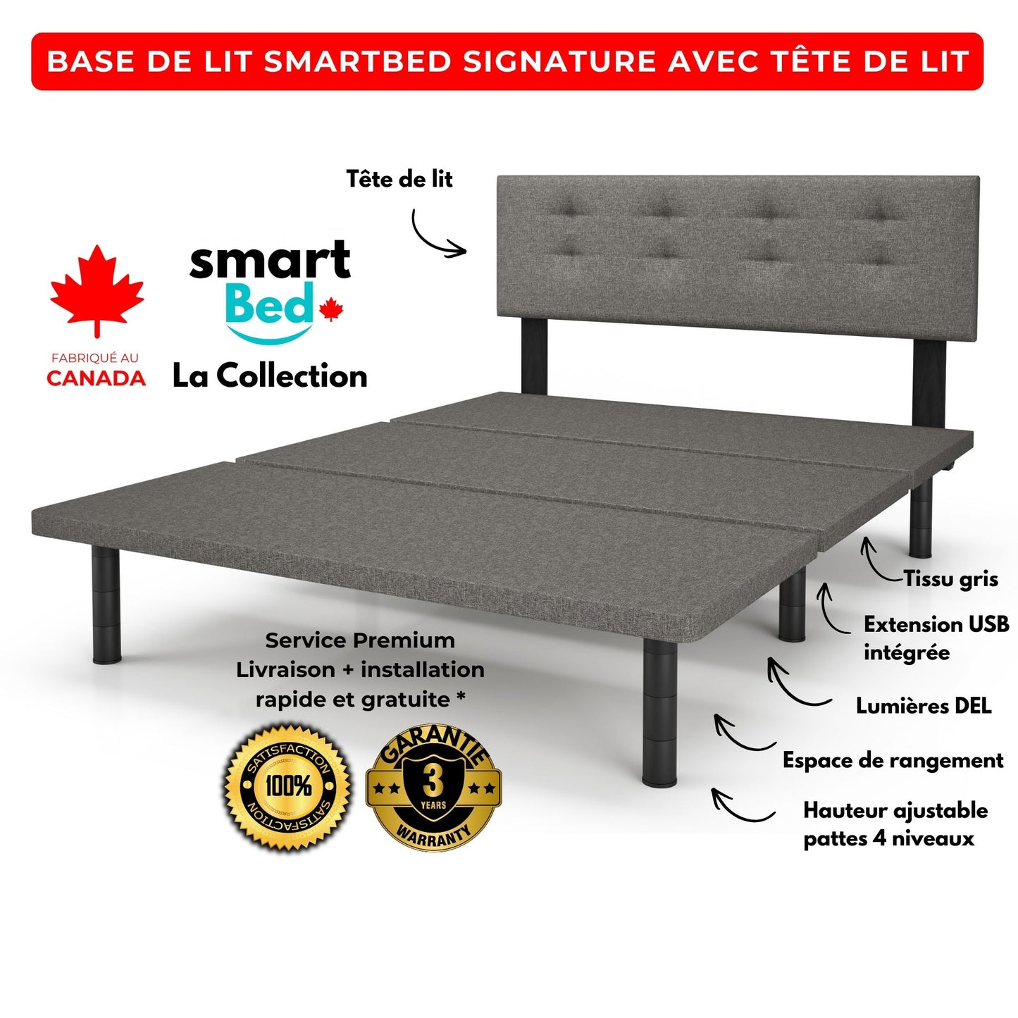 Lit SmartBed Signature avec tête de lit