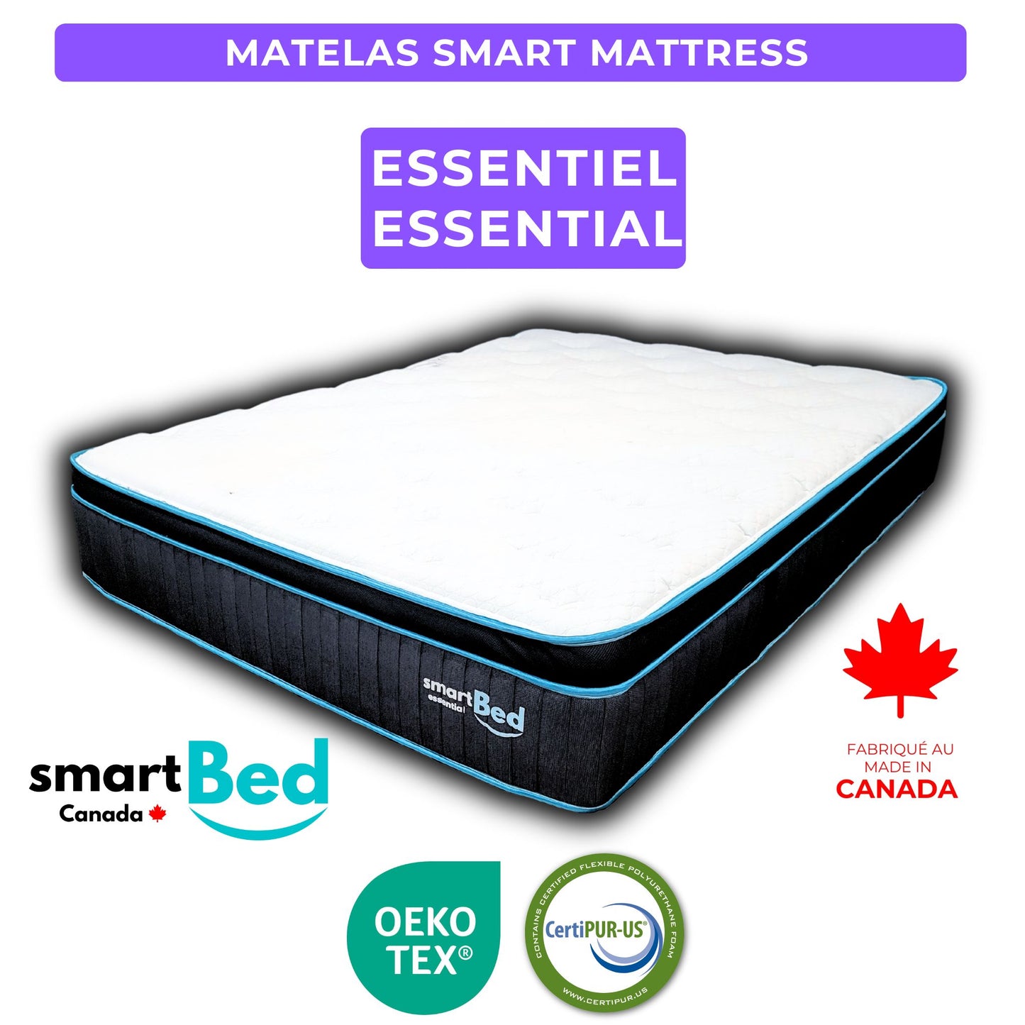 Matelas Essentiel 400$ DE RABAIS Produit Local ❤️ Fabriqué au Canada